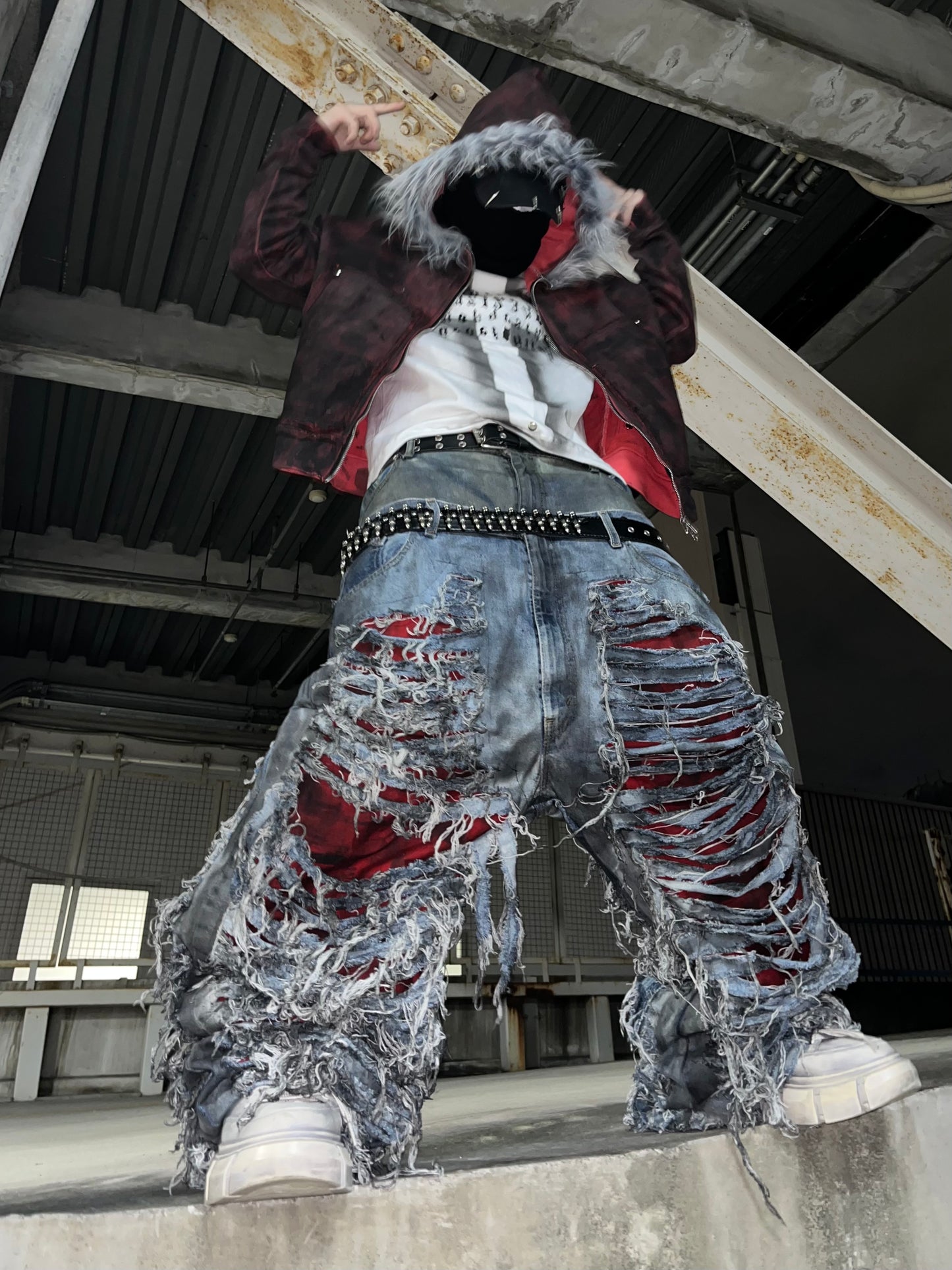 AFTERLIFE damage denim pants