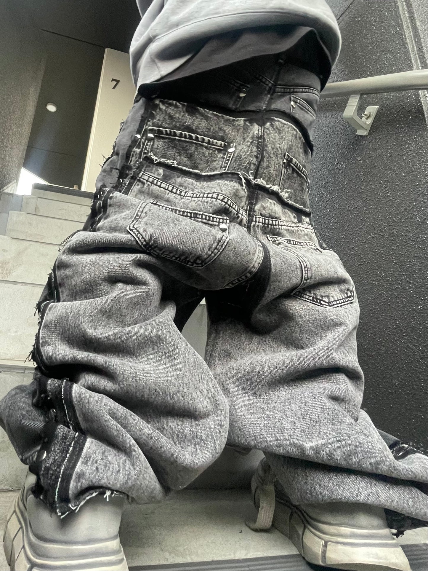 double posting denim pants