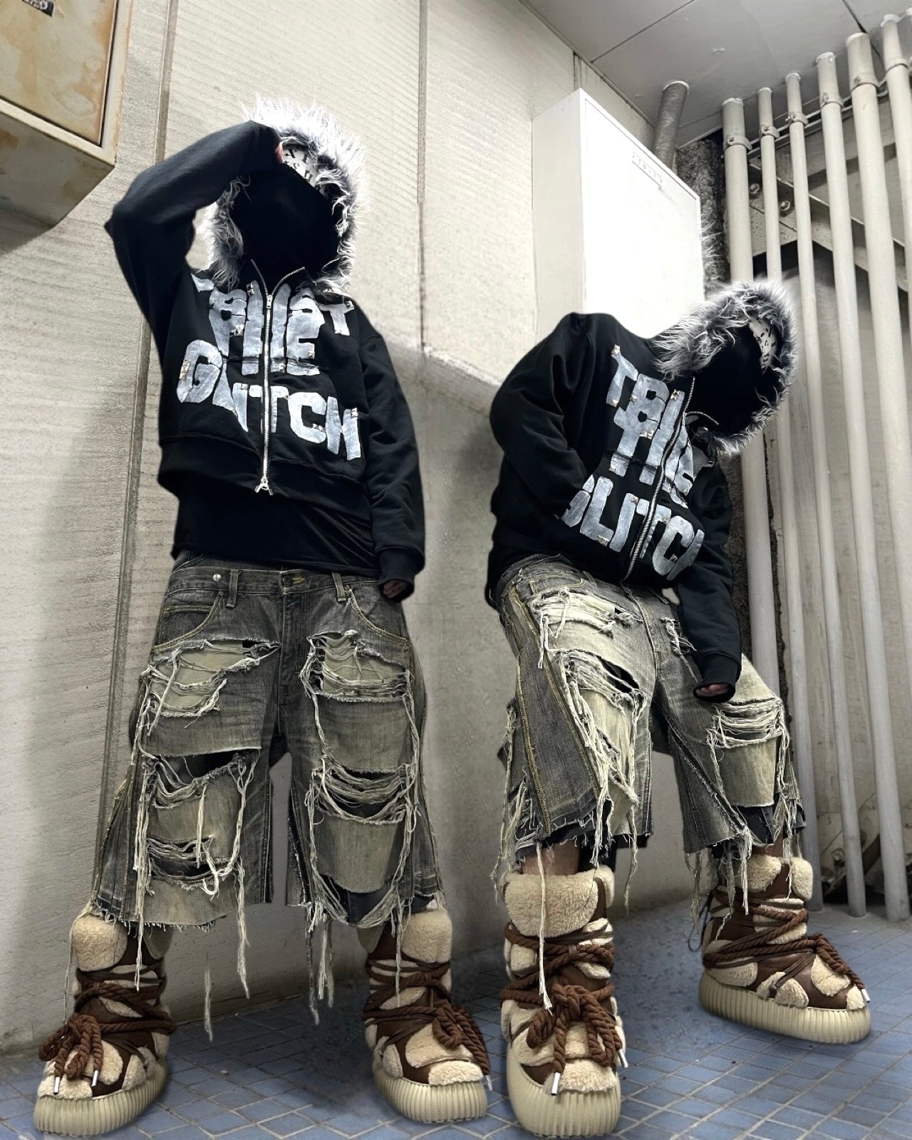 docking half denim pants