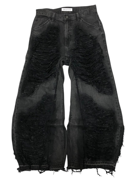 all damage smoke black denim pants