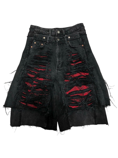 docking death half denim pants