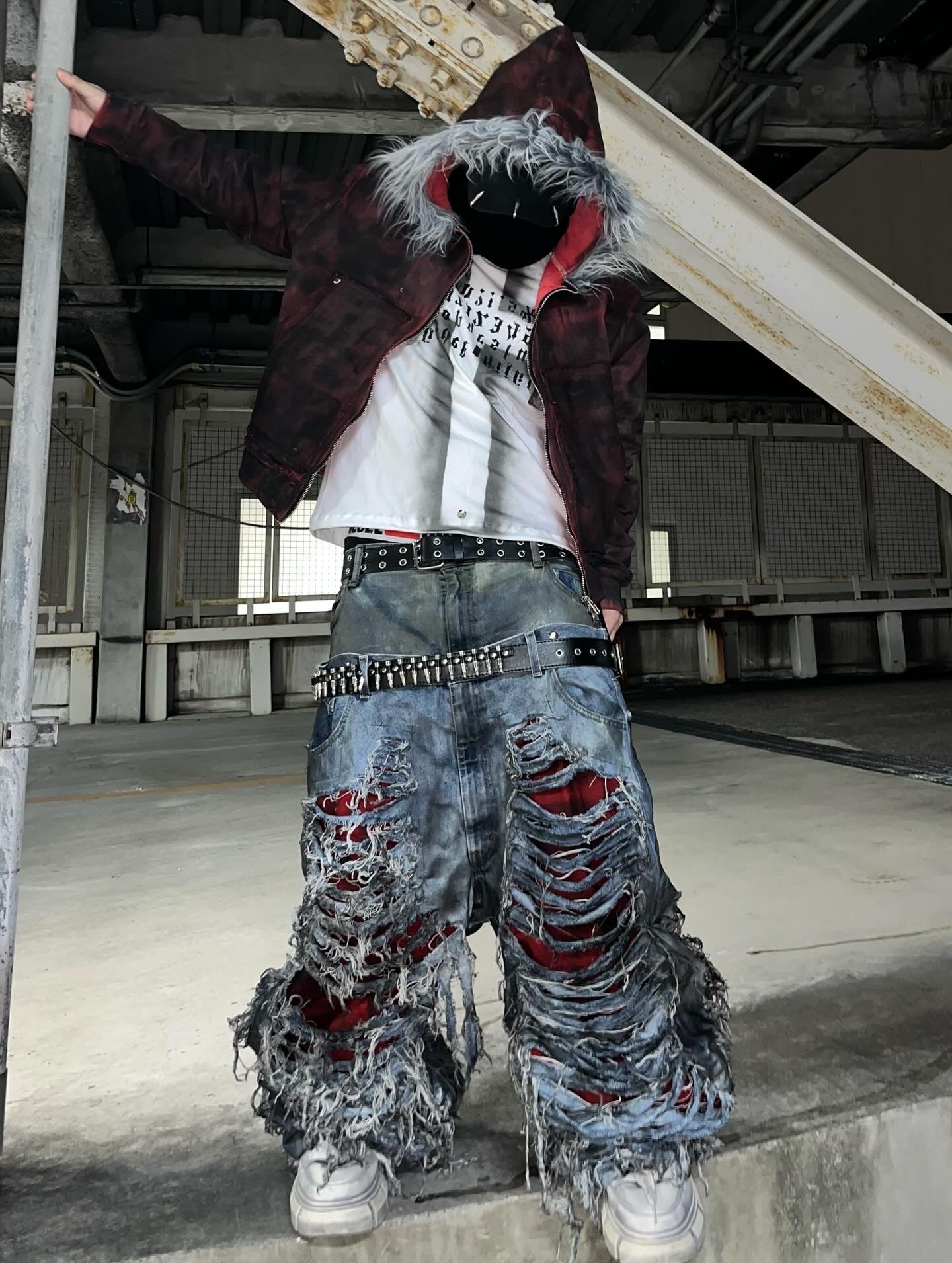 AFTERLIFE damage denim pants