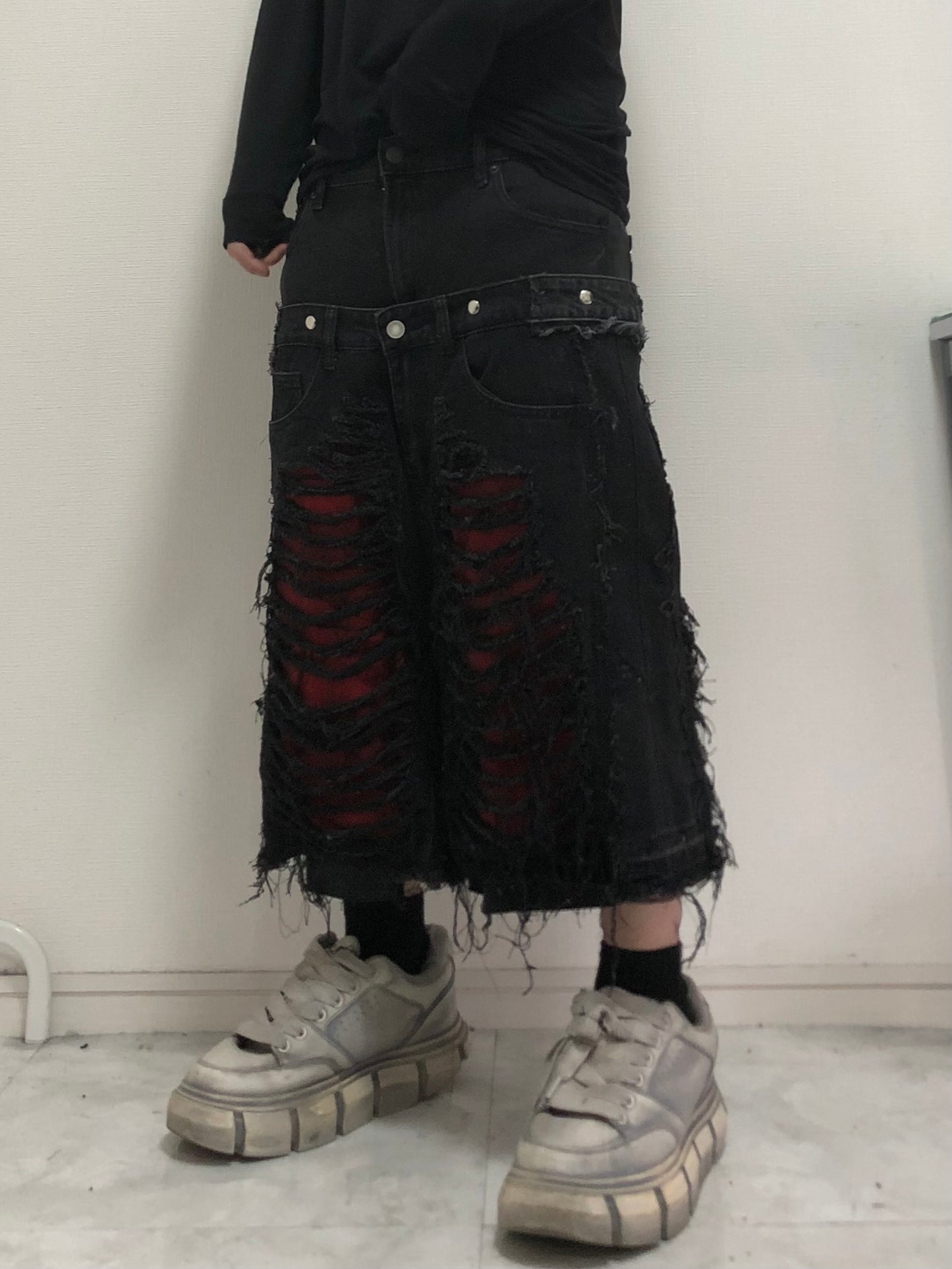 docking death half denim pants