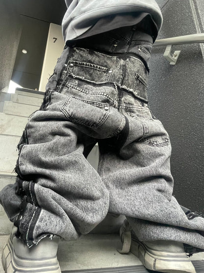 double posting denim pants