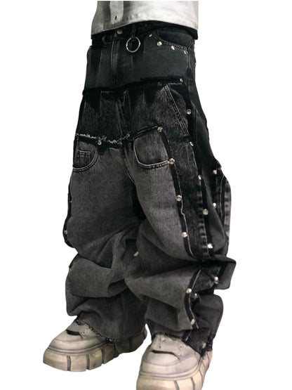 double posting denim pants