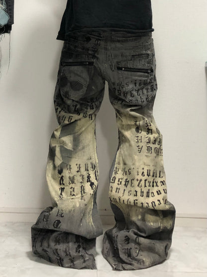 punk error denim pants