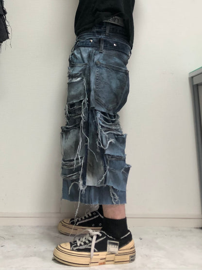 docking half damage denim pants