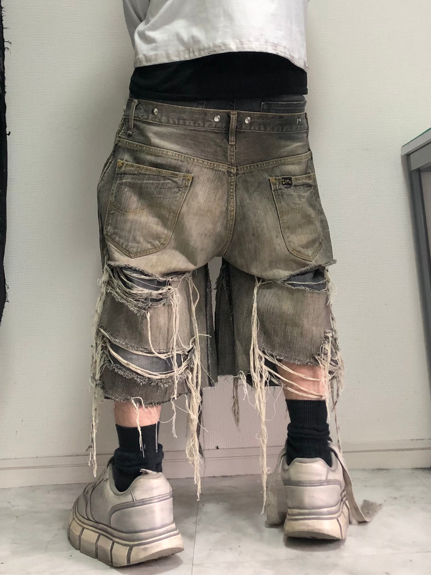 docking half denim pants