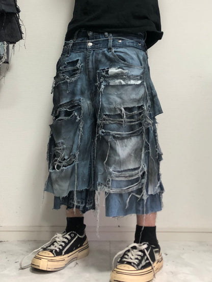 docking half damage denim pants