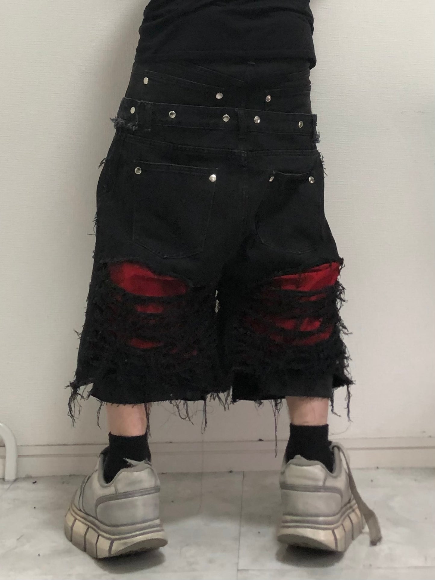 docking death half denim pants