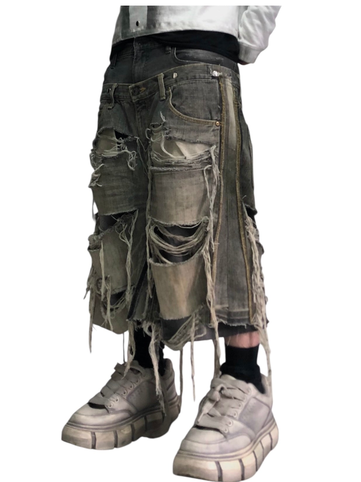 docking half denim pants