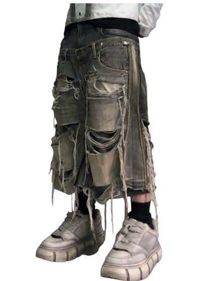 docking half denim pants