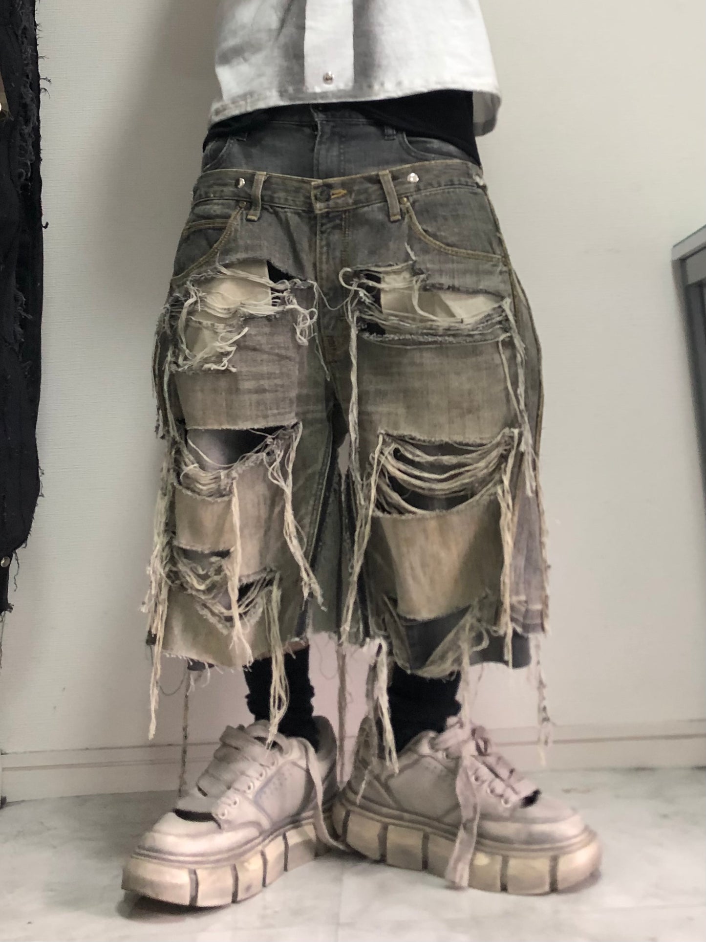 docking half denim pants