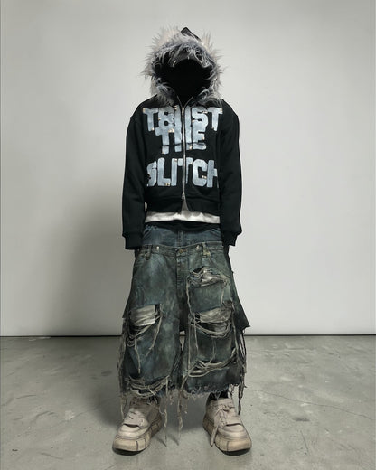 docking half damage denim pants