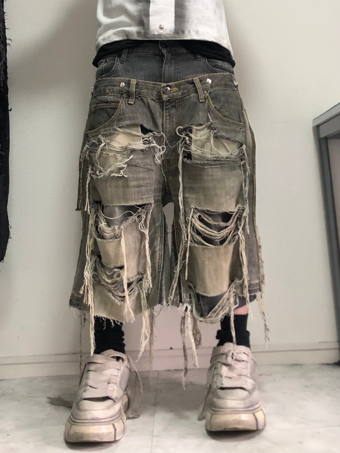 docking half denim pants