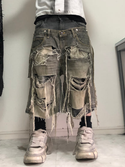 docking half denim pants