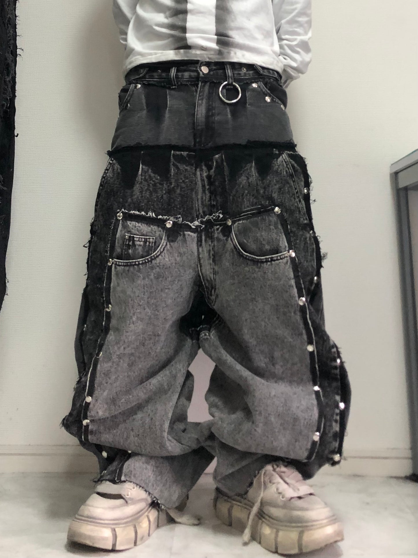 double posting denim pants