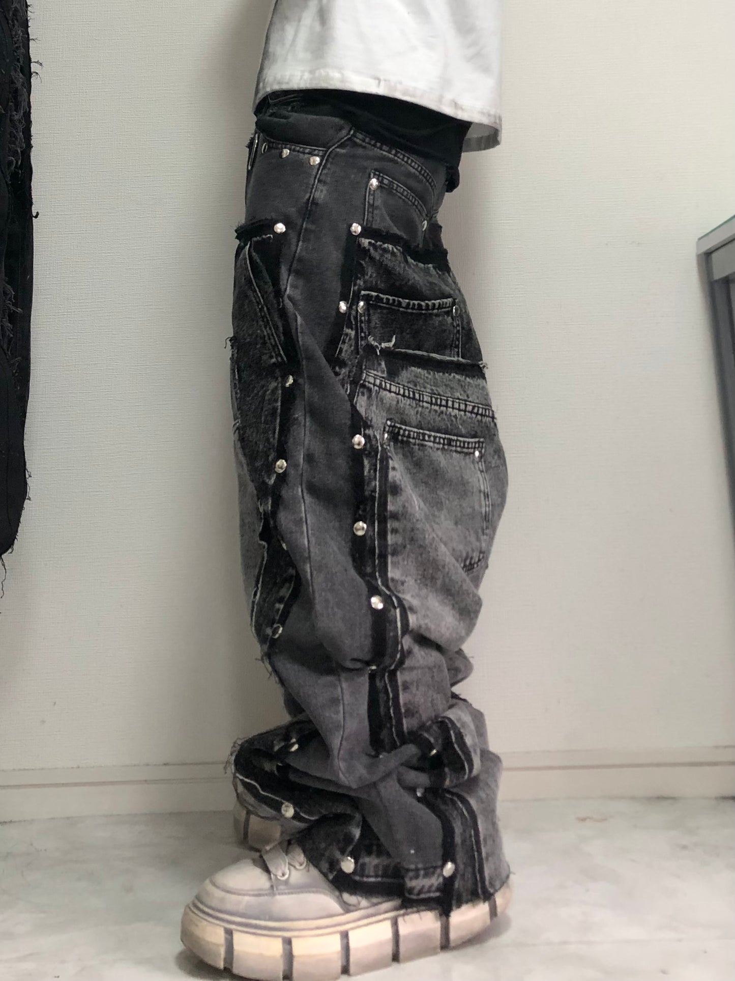 double posting denim pants