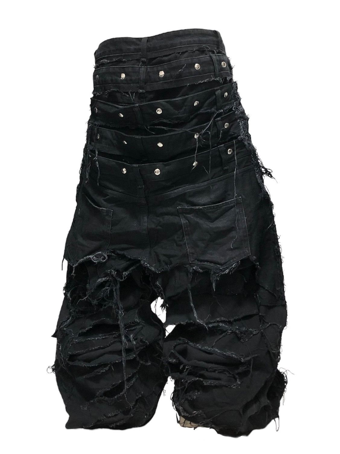 (受注)back over layered black denim pants