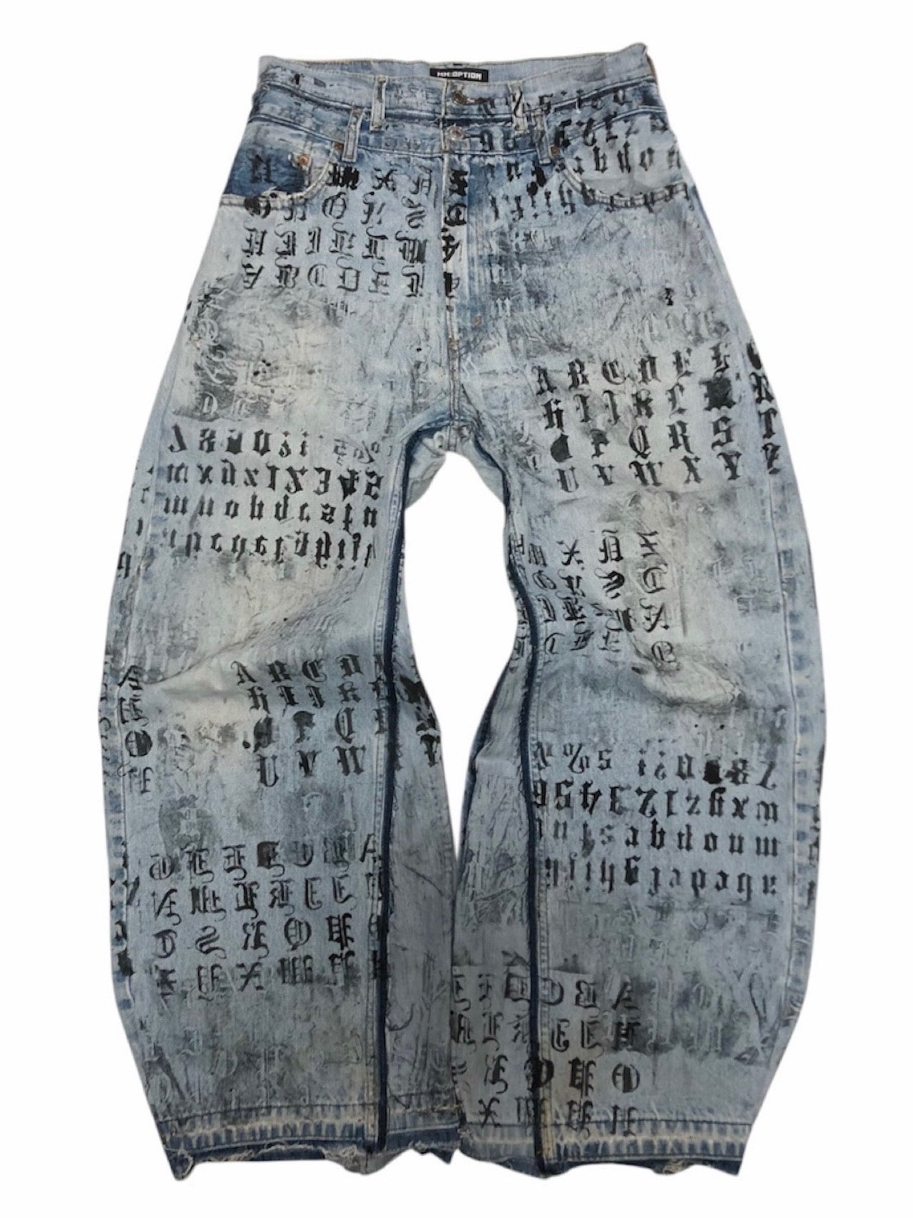 error word denim pants