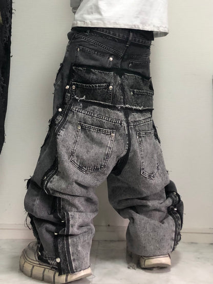 double posting denim pants