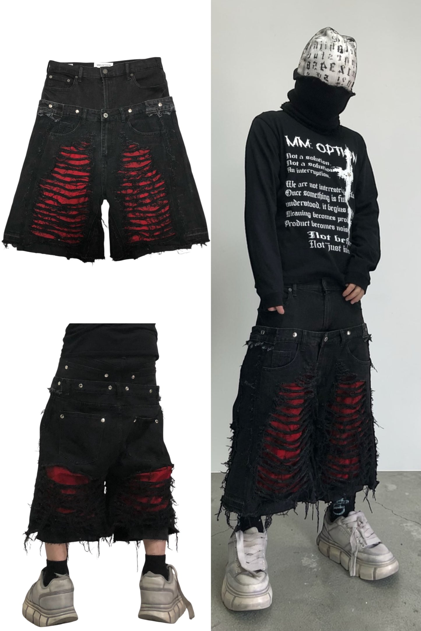 docking death half denim pants