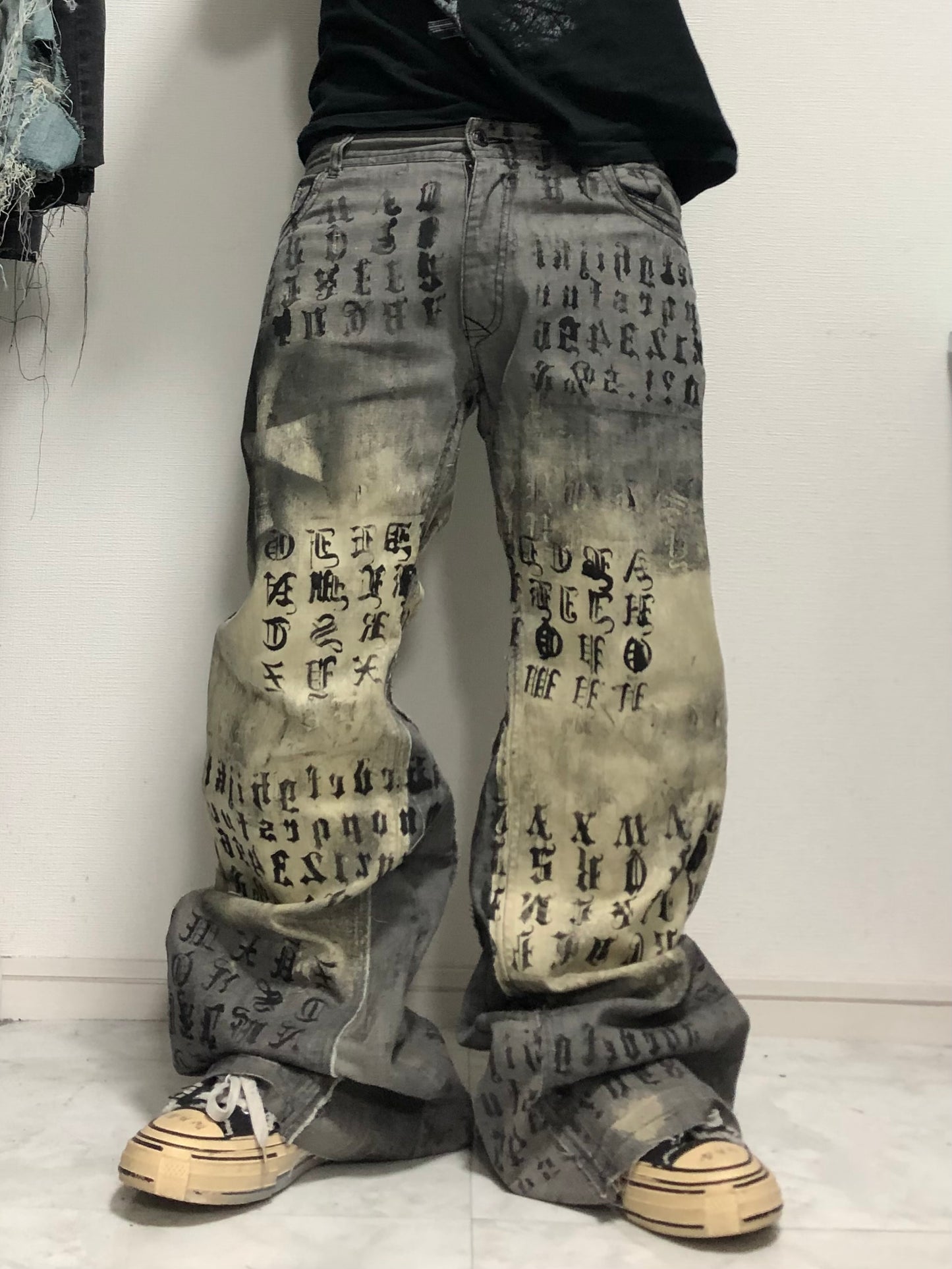 punk error denim pants