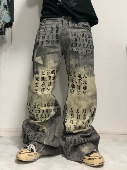 punk error denim pants