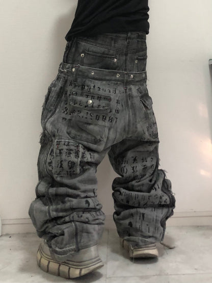 error word docking denim pants