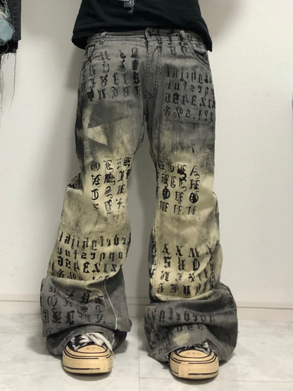 punk error denim pants