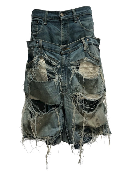 docking half grunge damage denim pants