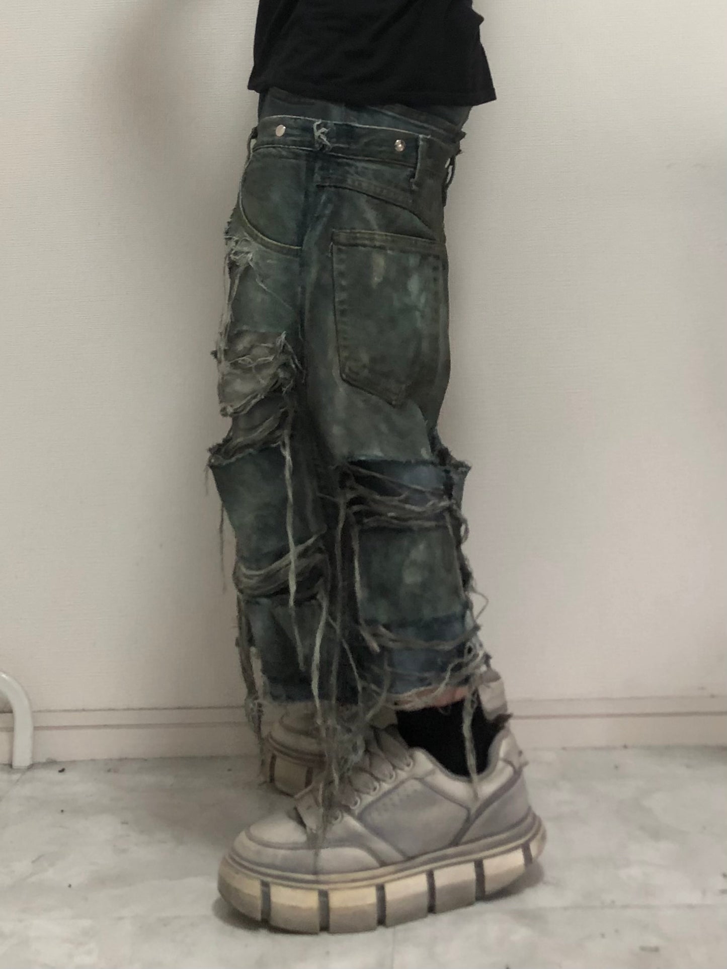 docking half damage denim pants