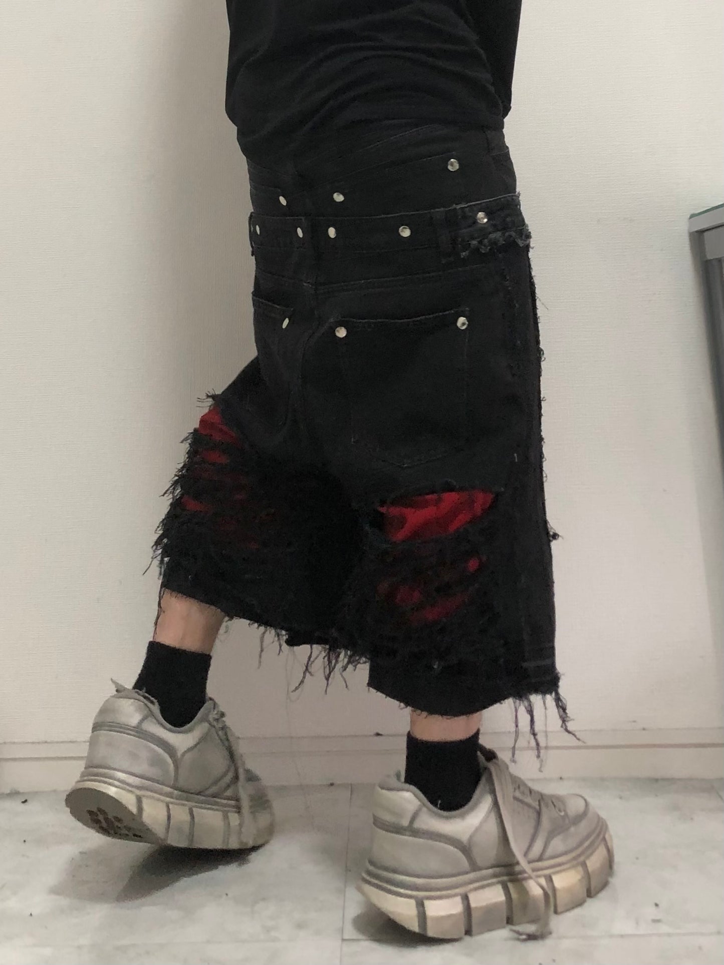 docking death half denim pants