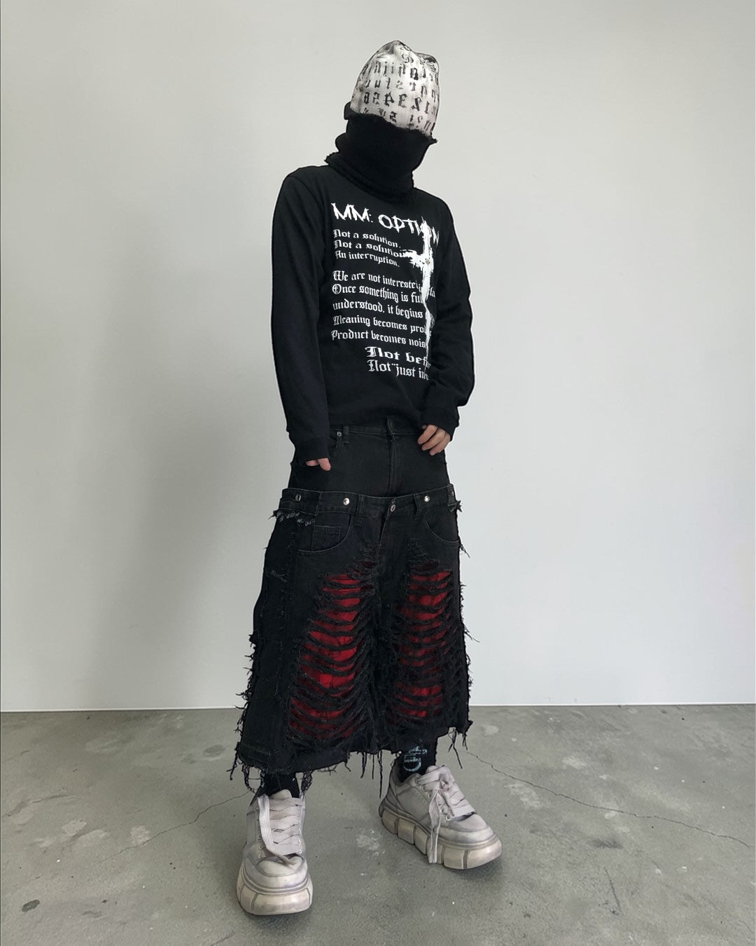 docking death half denim pants