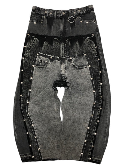 double posting denim pants