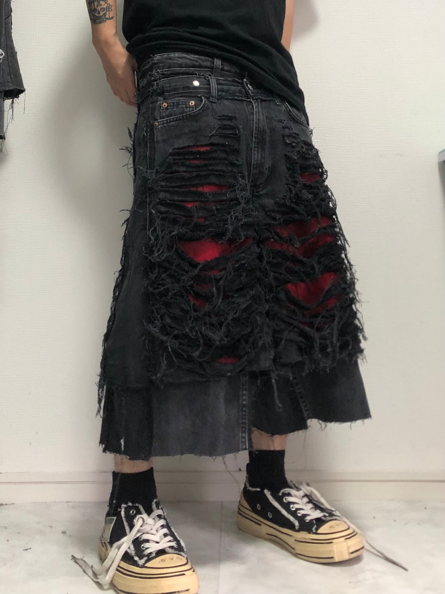 docking death half denim pants